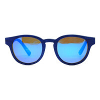 iWood Sonnenbrille - Modell 12, Indigo mit schwarzem Sandelholz (dunkelblau verspiegelt & polarisiert)
