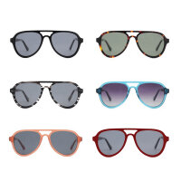 iAce Sonnenbrille - Modell 09, klar-blaues Acetat mit dunklem Ebenholz (polarisiert)