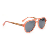 iAce Sonnenbrille - Modell 09, rosafarbenes Acetat mit hellbraunem Wurzelholz (polarisiert)
