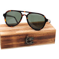 iAce Sonnenbrille - Modell 09, braunes Tortoise-Acetat mit hellbraunem Wurzelholz (polarisiert)