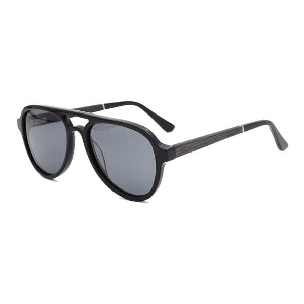 iAce Sonnenbrille - Modell 09, schwarzes Acetat mit dunklem Ebenholz (polarisiert)