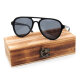 iAce Sonnenbrille - Modell 09, schwarzes Acetat mit dunklem Ebenholz (polarisiert)