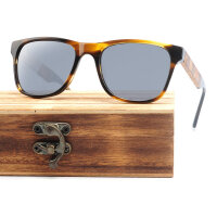 iAce Sonnenbrille - Modell 07, braun-gestreiftes Acetat mit hellbraunem Wurzelholz (polarisiert)