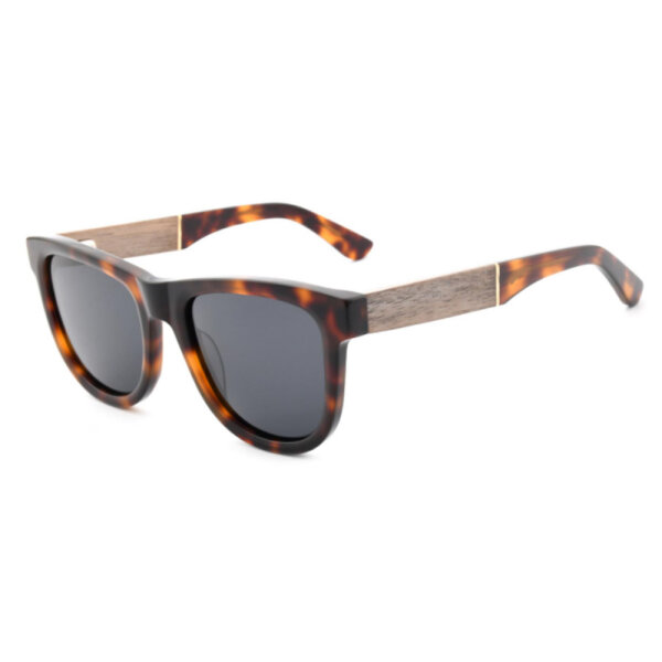 iAce Sonnenbrille - Modell 10, braunes Tortoise-Acetat mit hellbraunem Wurzelholz (polarisiert)