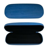 iWood Brillenetui / Hardcase mit blauer Holzoptik inkl. Mikrofasertuch