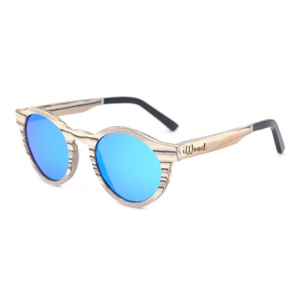 iWood Sonnenbrille - Modell 12, Birke (blau verspiegelt & polarisiert)